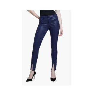 New L'Agence Jyothi High Rise Split Ankle Jean Midnight Coated Navy Size 32
